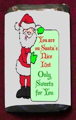   Santa List Miniatures Candy Wrappers Personalized Party Favors  