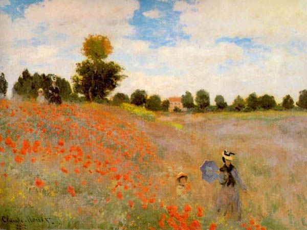 MONET REPRO POPPIES ARGENTEUIL FRAMED CANVAS GICLEE  