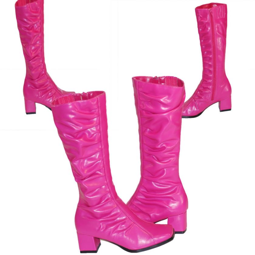 Women Girls Fashion Fushia Low Heels Boots Knee High Shoes Boot  