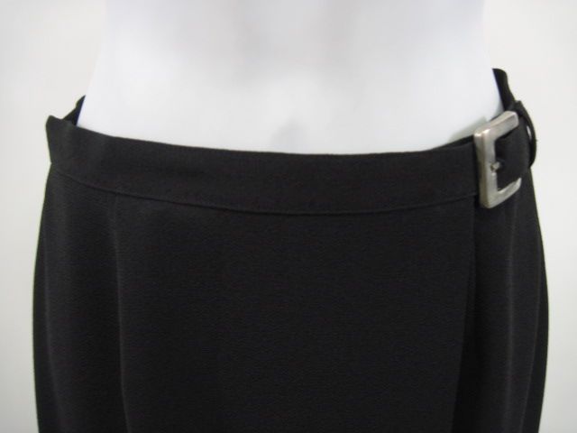 GUY LAROCHE Black Long Belted Wrap Skirt Sz 36  