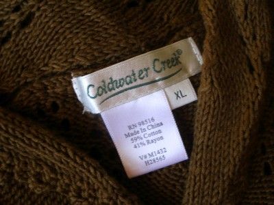 COLDWATER CREEK Womens XL Brown Lace Knit Belted Wrap Cardigan 