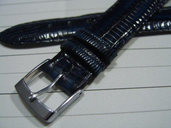 VINTAGE NOS RAYMOND WEIL 16X14 MM BLUE LIZARD STRAP BAND  