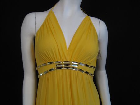 475 Rock Republic Runway Dress Gown Silk Yellow 0 XS #000880  
