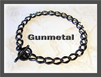 Gunmetal Plated Bracelet Blank 6mm hammered curb chain  
