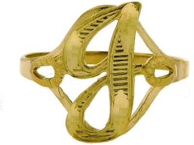 LADIES MENS SOLID 10K YELLOW GOLD INITIAL RING J LETTER  