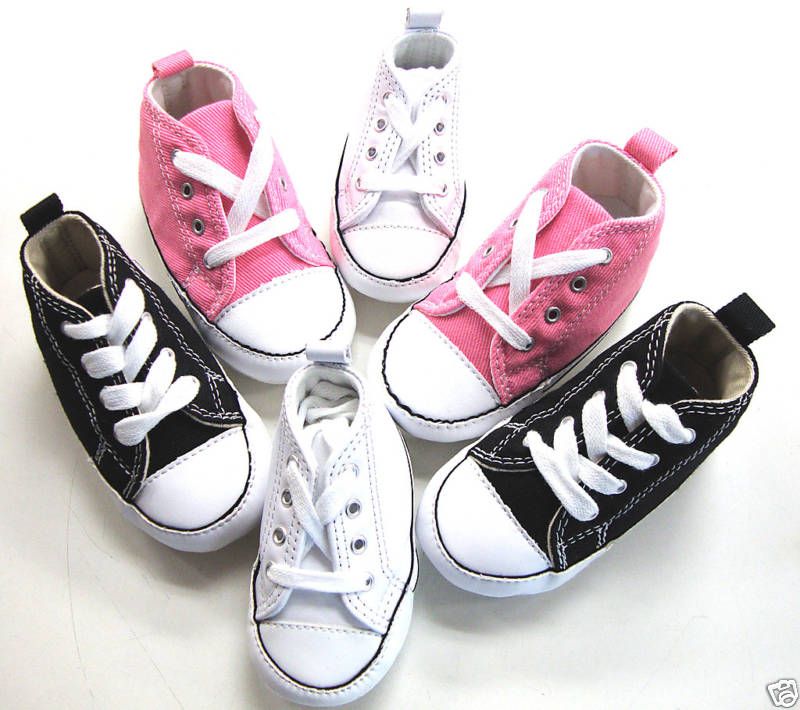 Converse First Star Crib Shoes Black White Pink Navy  