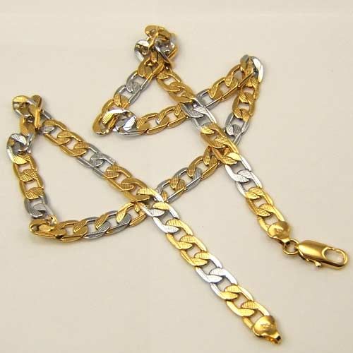 CHIC CHAIN 18K YELLOW/WHITE GOLD GEP SOLID GP NECKLACE  