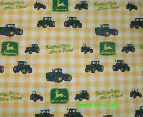 Fabric Shower Curtain Sewn From John Deere Yellow Check Cotton Print 