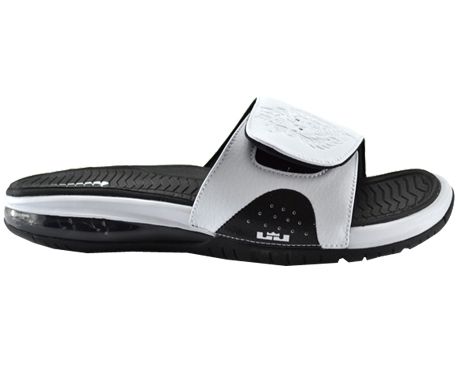 Nike Air Lebron Slide White/White Black Flip Flops Sandals 487332 100 
