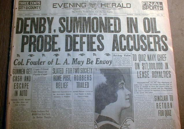 1924 newspaper w BIG Headline TEAPOT DOME OIL SCANDAL  