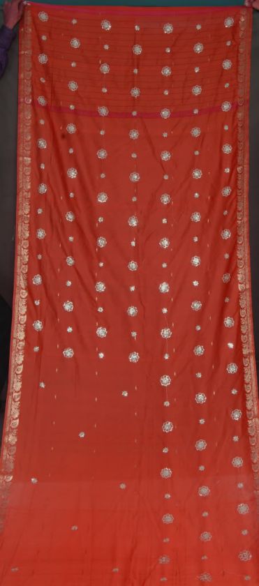 Indian Art Silk Sari embroidery sequence saree Curtain  