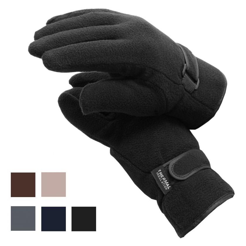 Mens 5108 Fleece Winter Gloves Black Brown Navy Beige Gray One Size 